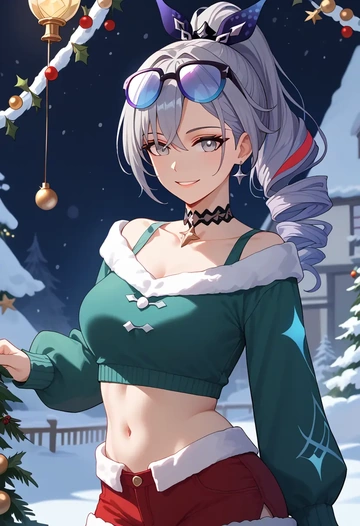 star rail,silver wolf,Christmas,red velvet shorts  - AI generated anime art